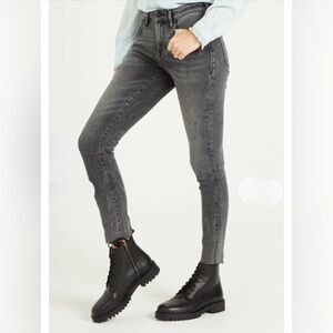 Dear John 28 Gisele Black Quebec Rigid Denim High Waist Raw Hem Slim Skinny Jean